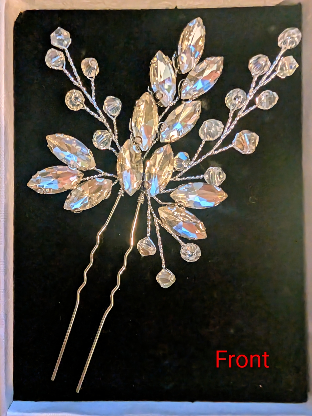 UNICRA Bridal Hair Pins - Crystal/Rhinestone Accent (Pair) - NEW - Picture 4 of 8